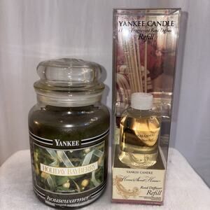 Yankee Candle BUNDLE 22oz Black Band HOLIDAY BAYBERRY & Oil Christmas RARE HTF